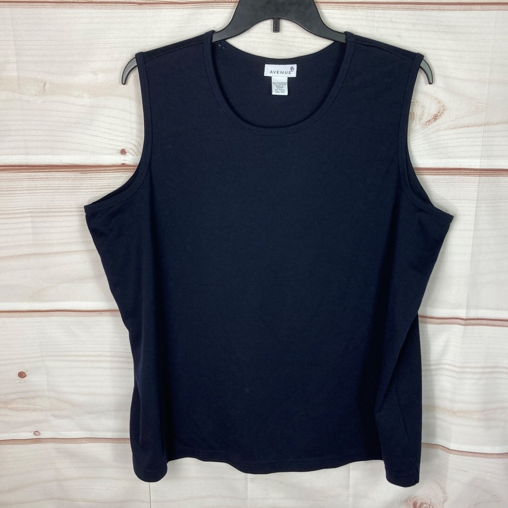 Avenue Top Womens 30 32 Blue Tank Round Neck Sleeveless Solid Knit Pullover